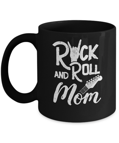 Rock And Roll Mom Retro Guitar Rocker Music Gift Mug-Coffee Mug-11oz Mug-Black
