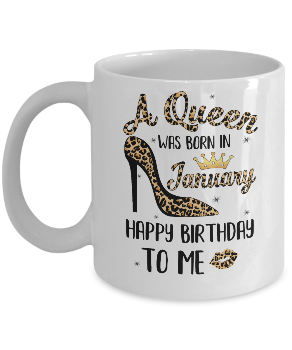 Born In January Girl Leopard High Heels Birthday Women Gift Mug