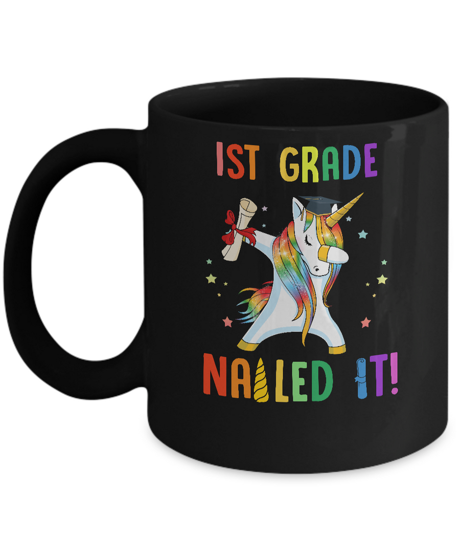 Dabbing 1st Grade Unicorn Nailed It Graduation Class Of 2021 Youth Mug-Coffee Mug-11oz Mug-Black