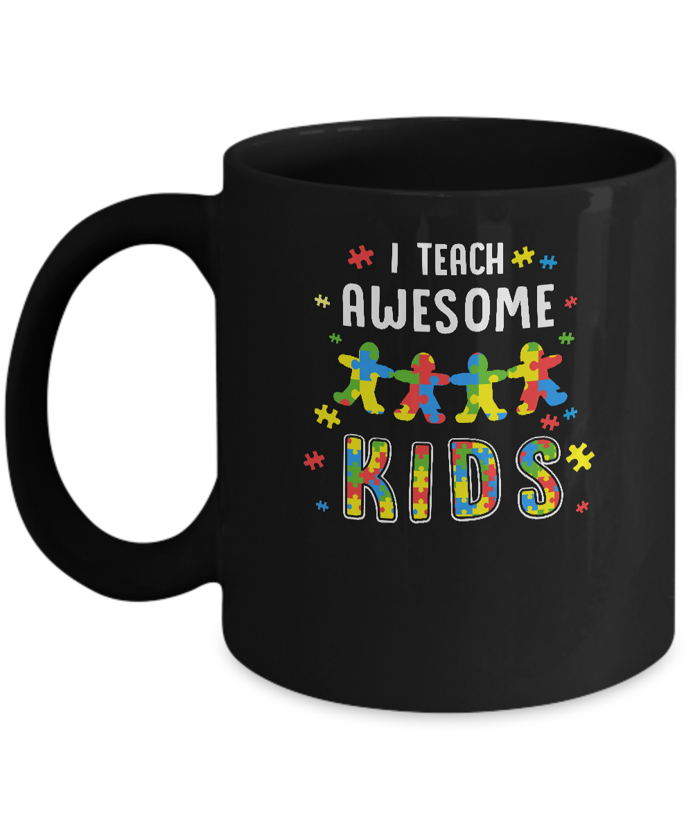 I Teach Awesome Kids Autism Awareness Puzzle Teacher Mug