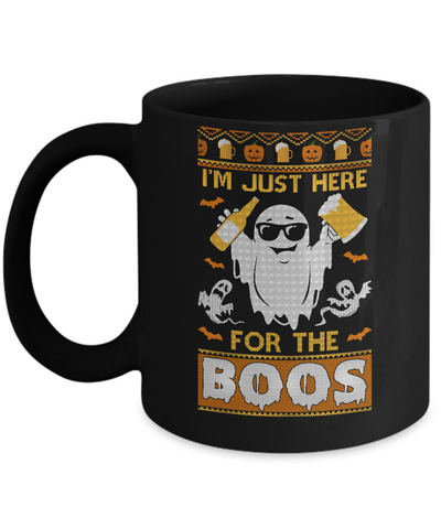 I'm Just Here For The Boos Halloween Ugly Sweater Mug-Coffee Mug-11oz Mug-Black
