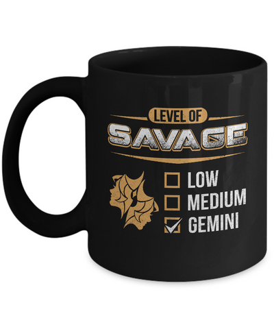 Level Of Savage Gemini Mug-Coffee Mug-11oz Mug-Black