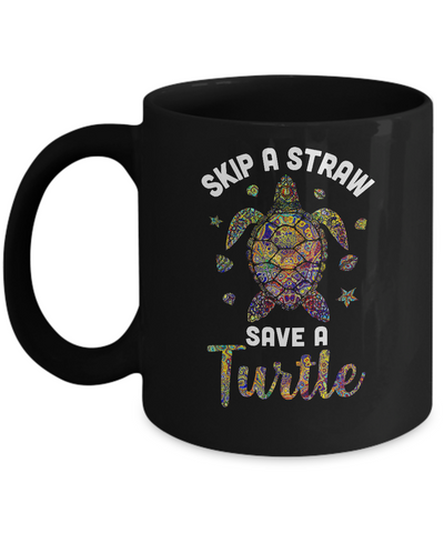 Hippie Skip A Straw Save A Turtle-Coffee Mug-11oz Mug-Black