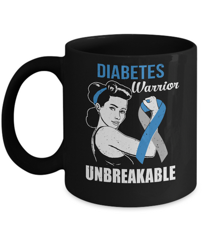 Diabetes Warrior Unbreakable Diabetes Awareness Mug-Coffee Mug-11oz Mug-Black
