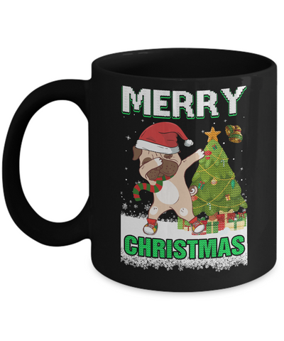 Cute Pug Claus Merry Christmas Ugly Sweater Mug-Coffee Mug-11oz Mug-Black