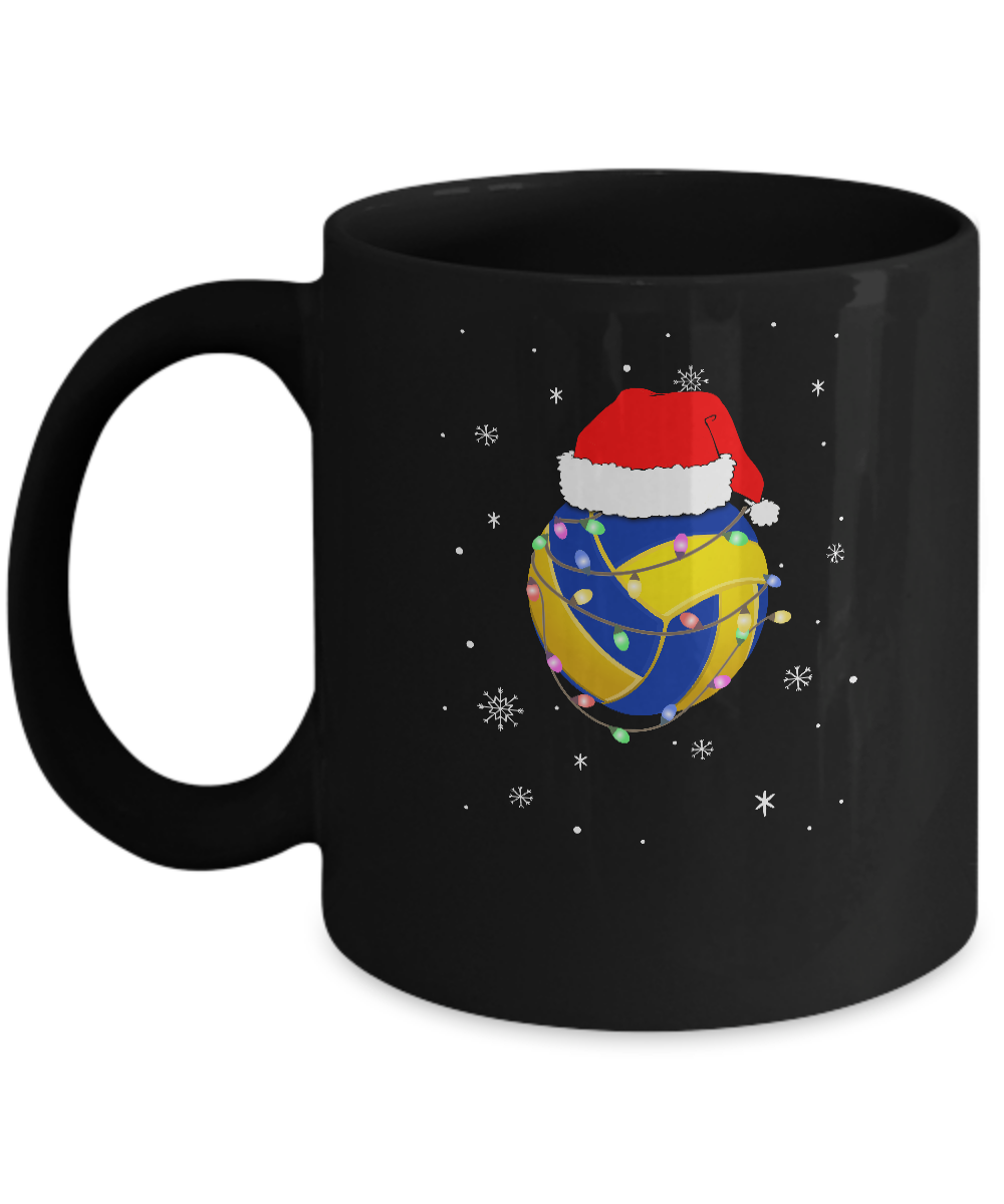 Santa Hat Volleyball Christmas Gifts Mug-Coffee Mug-11oz Mug-Black