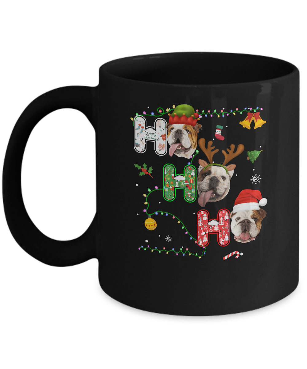 Christmas Ho Ho Ho Bulldog Lover Funny Xmas Gift Mug-Coffee Mug-11oz Mug-Black