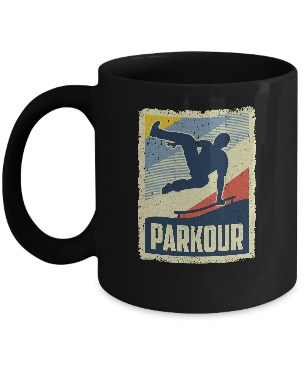Vintage Parkour Distressed Style Mug-Coffee Mug-11oz Mug-Black