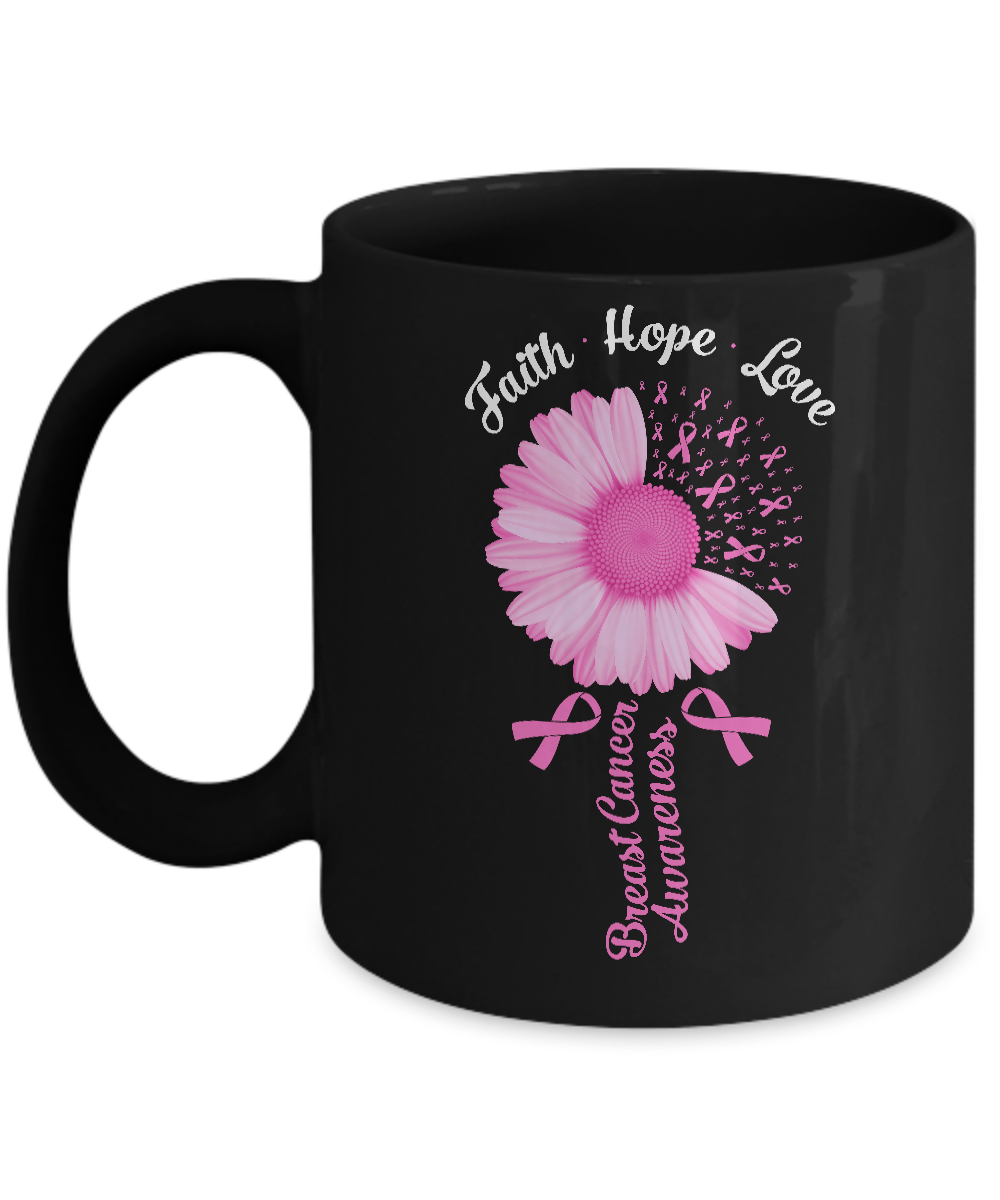 Faith Hope Love Pink Ribbon Breast Cancer Awareness Mug