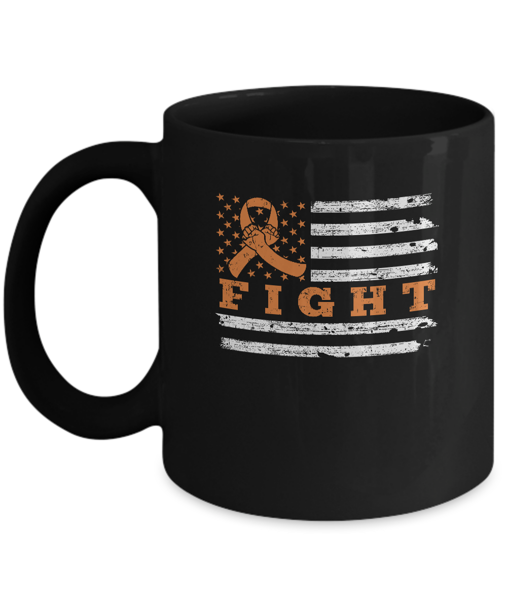 Fight Orange Ribbon US Flag Multiple Sclerosis Awareness Mug-Coffee Mug-11oz Mug-Black
