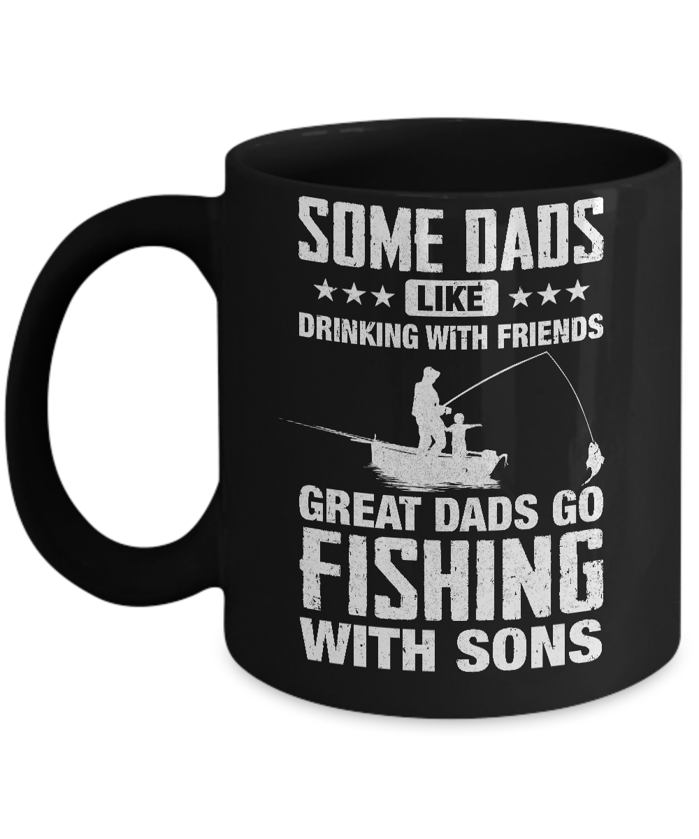 Great Dad Go Fishing With Sons Father Day Gift Mug-Coffee Mug-11oz Mug-Black