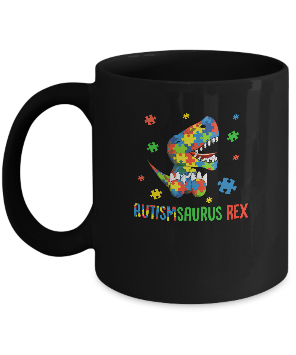 Autismsaurus Rex Autism Dinosaur T-Rex For Kids Mug-Coffee Mug-11oz Mug-Black