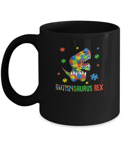 Autismsaurus Rex Autism Dinosaur T-Rex For Kids Mug-Coffee Mug-11oz Mug-Black