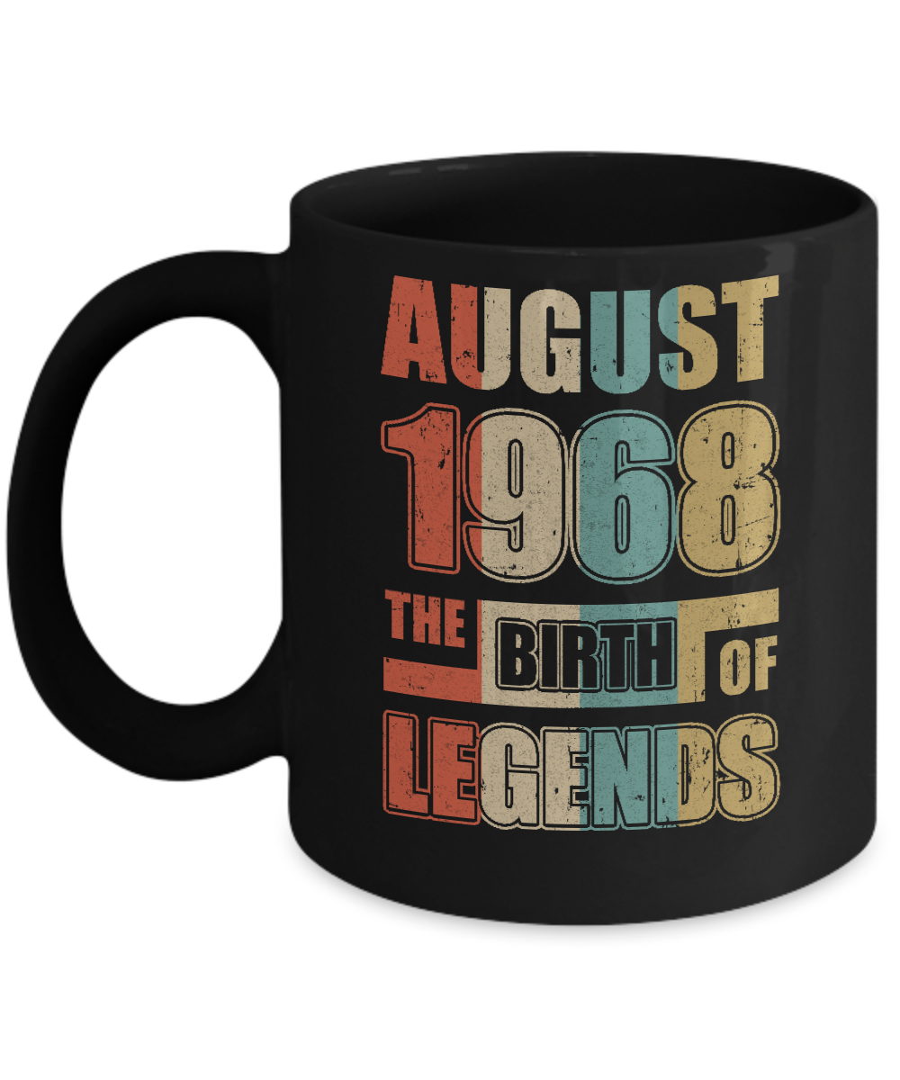 Vintage Retro August 1968 Birth Of Legends 54th Birthday Mug