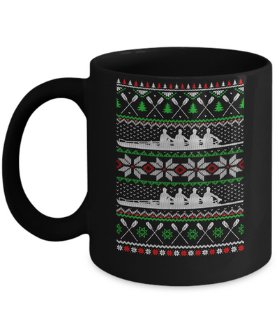 Rowing Ugly Christmas Happy Holiday Boating Crew Xmas Gift Mug-Coffee Mug-11oz Mug-Black