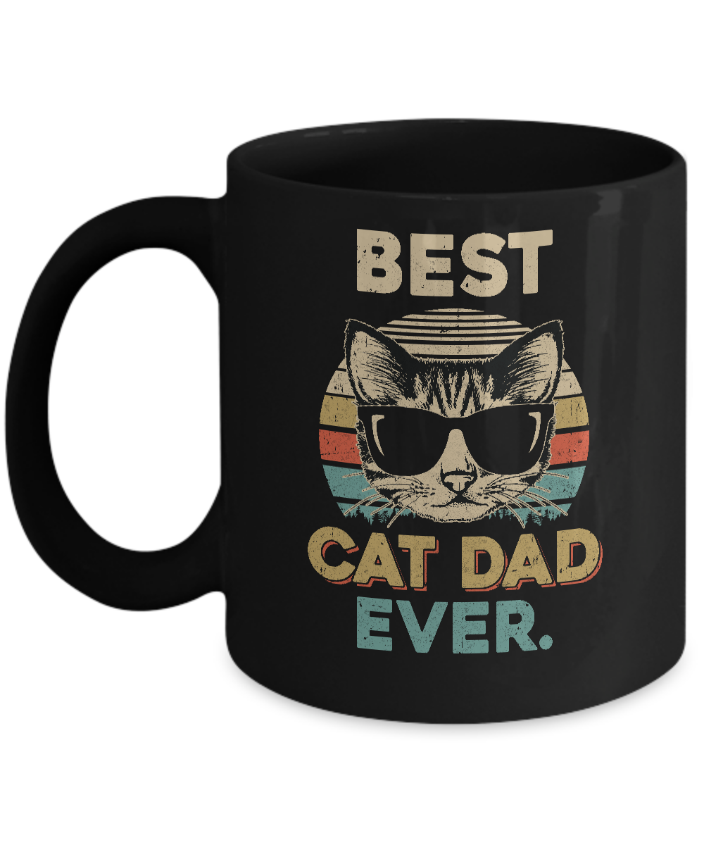 Vintage Best Cat Dad Ever Cat Daddy Father Mug-Coffee Mug-11oz Mug-Black
