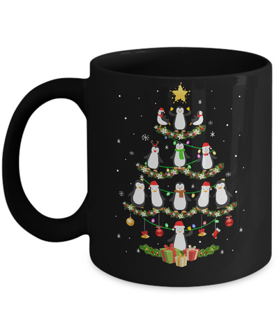 Penguin Christmas Tree Penguin Lover Xmas Gift Mug-Coffee Mug-11oz Mug-Black