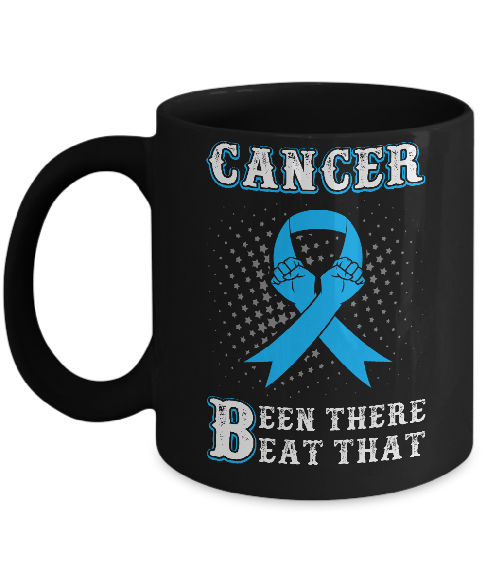 Prostate Cancer Been There Beat That Blue Awareness Ribbon Mug-Coffee Mug-11oz Mug-Black