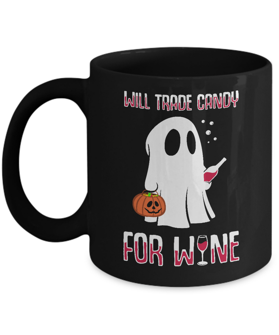Will Trade Candy For Wine Lover Halloween Mug-Coffee Mug-11oz Mug-Black