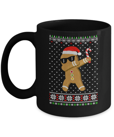 Dabbing Gingerbread Man Ugly Christmas Sweater Mug-Coffee Mug-11oz Mug-Black