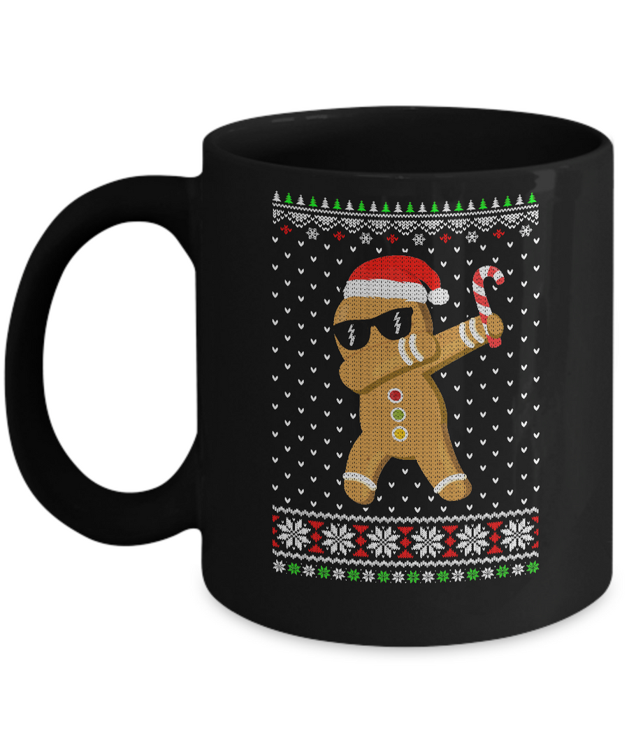 Dabbing Gingerbread Man Ugly Christmas Sweater Mug-Coffee Mug-11oz Mug-Black