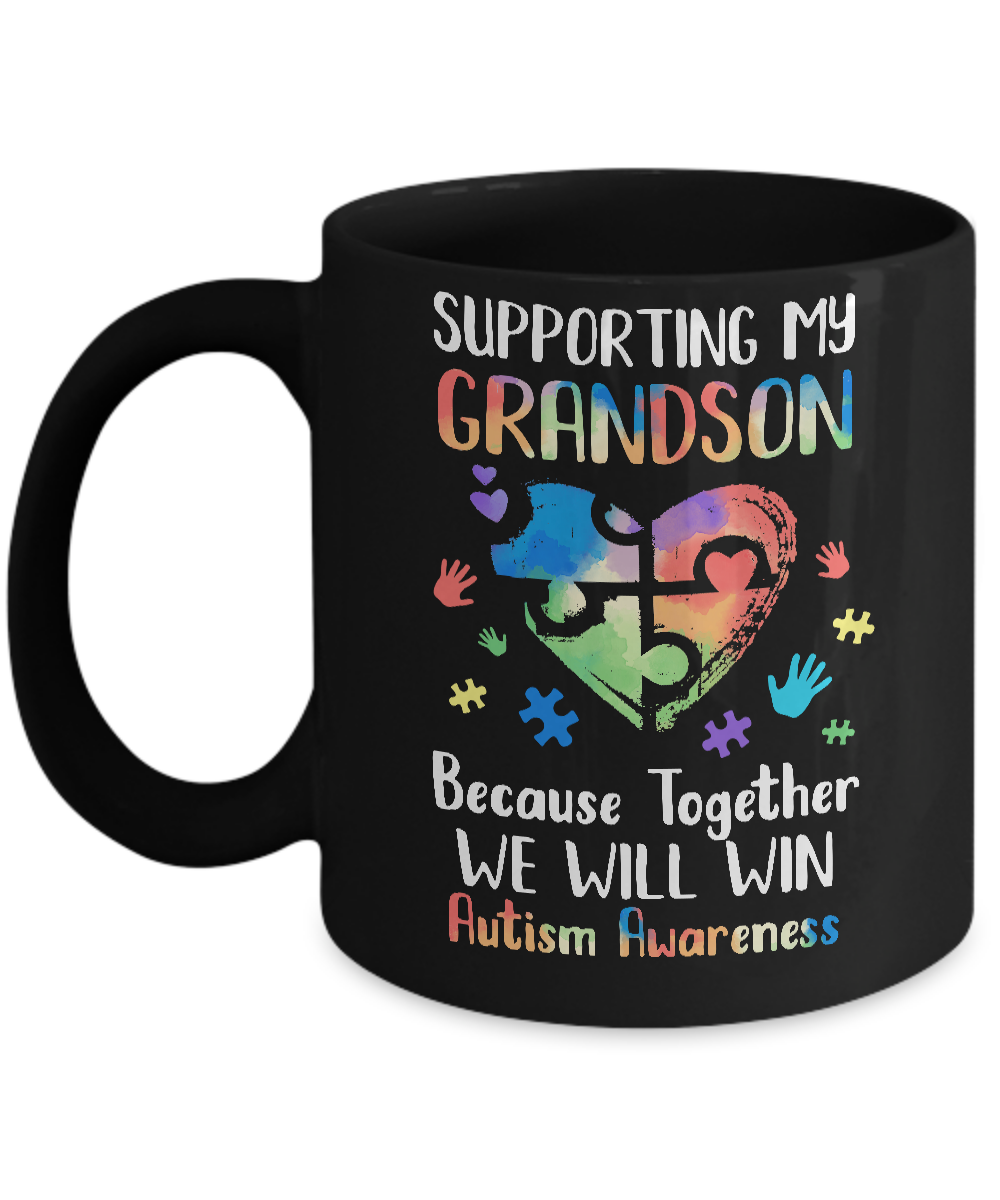 Supporting My Grandson Puzzle Autism Awareness Month Mug