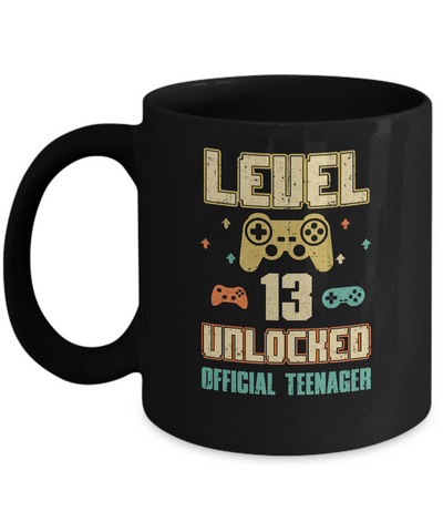 Official Teenager 13th Birthday Level 13 Unlocked Mug-Coffee Mug-11oz Mug-Black