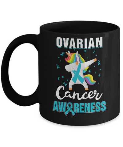Inspirational Ovarian Cancer Awareness Unicorn Support Mug-Coffee Mug-11oz Mug-Black