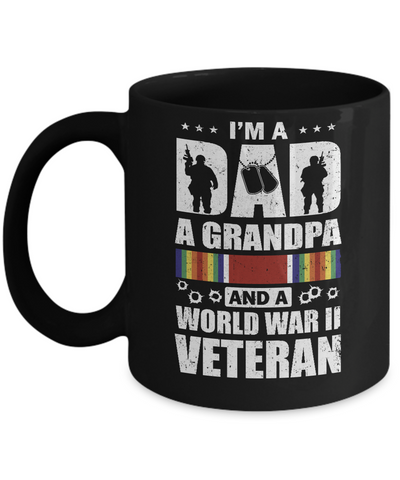 A Dad A Grandpa And A World War II Veteran Fathers Day Mug-Coffee Mug-11oz Mug-Black