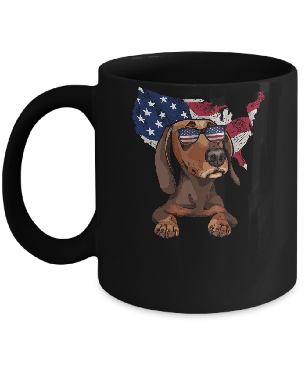 Funny Patriot Dachshund Dog 4Th Of July American Flag Mug