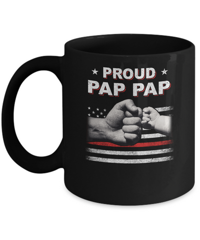 Proud Pap Pap Fireman Firefighter Thin Red Line Flag Fathers Day Mug-Coffee Mug-11oz Mug-Black