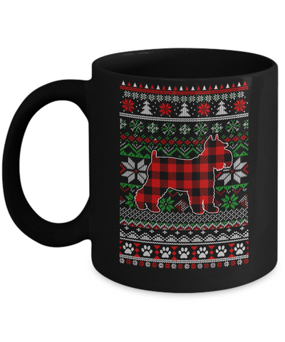 Schnauzer Red Plaid Ugly Christmas Sweater Gifts Mug-Coffee Mug-11oz Mug-Black
