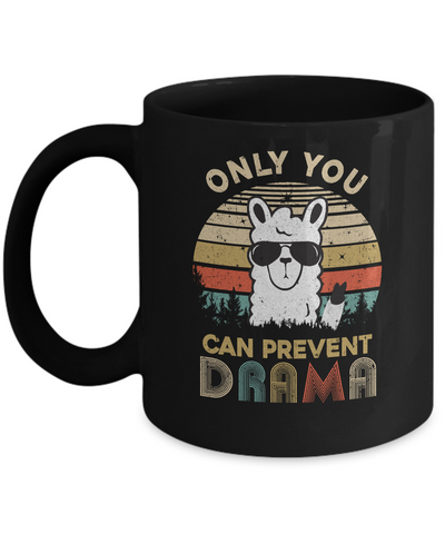 Only You Can Prevent Drama Llama Camping Vintage Funny Gift Mug-Coffee Mug-11oz Mug-Black