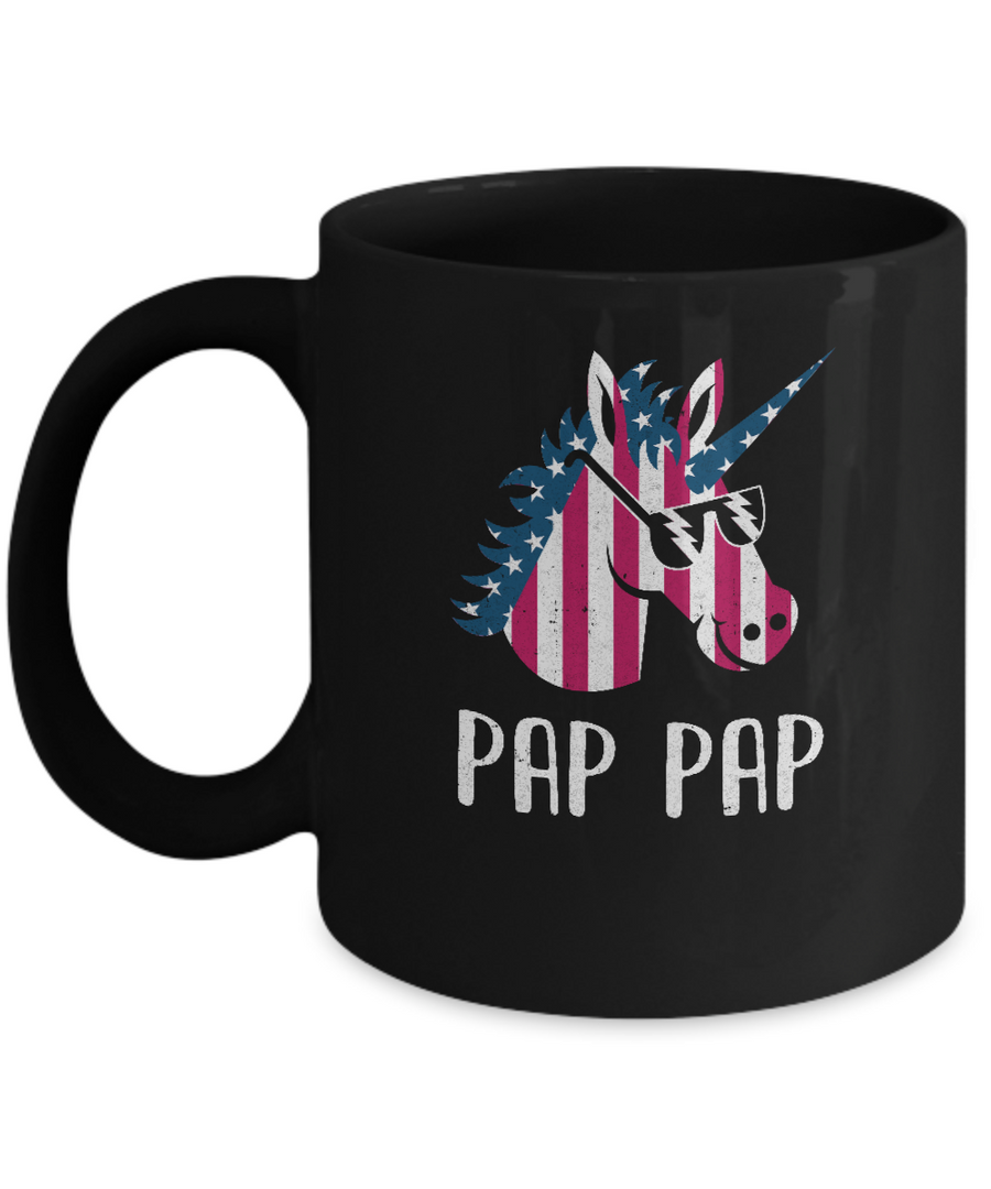 Patriotic Pap Pap Unicorn Americorn 4Th Of July Mug-Coffee Mug-11oz Mug-Black