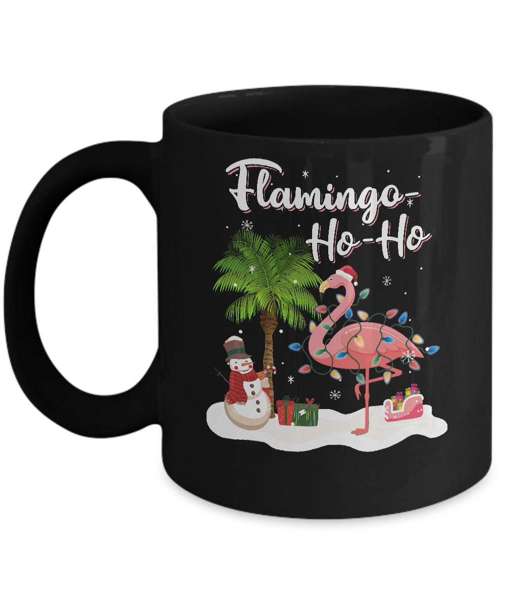 Flamingo Ho Ho Merry Christmas Gifts Mug-Coffee Mug-11oz Mug-Black