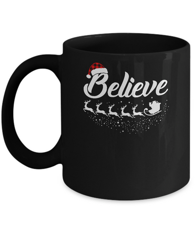 Believe Christmas Gifts Santa Hat Buffalo Plaid Mug-Coffee Mug-11oz Mug-Black
