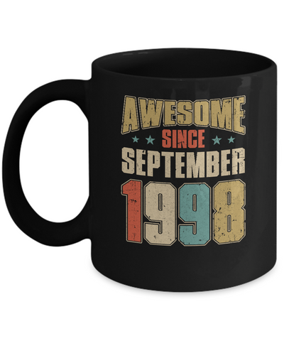 Vintage Retro Awesome Since September 1998 23th Birthday Mug-Coffee Mug-11oz Mug-Black