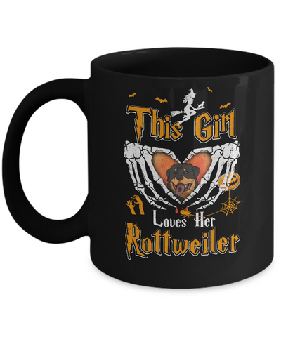 This Girl Love Her Dog Rottweiler Halloween Mug-Coffee Mug-11oz Mug-Black