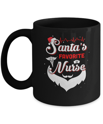 Nursing Santa's Favorite Nurse Christmas Mug-Coffee Mug-11oz Mug-Black