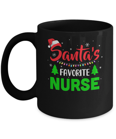 Santa's Favorite Nurse Funny Christmas Xmas Gifts Mug-Coffee Mug-11oz Mug-Black