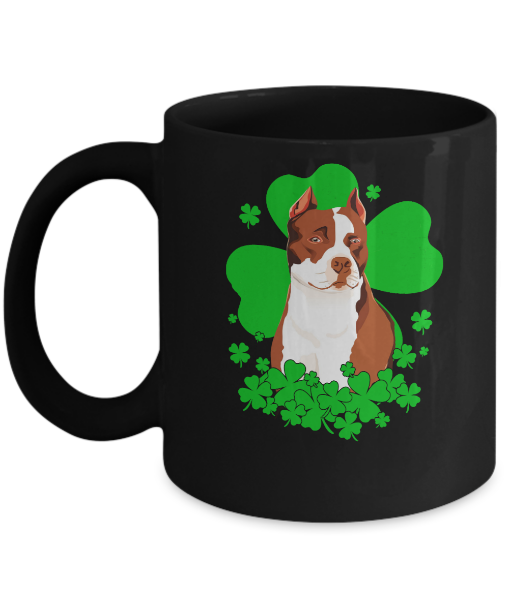 Pitbull St. Patrick's Day Clovers Mug-Coffee Mug-11oz Mug-Black