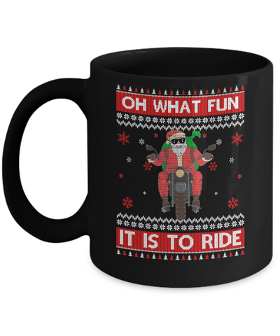 Oh What Fun It Is To Ride Motorcycle Christmas Sweater Mug-Coffee Mug-11oz Mug-Black