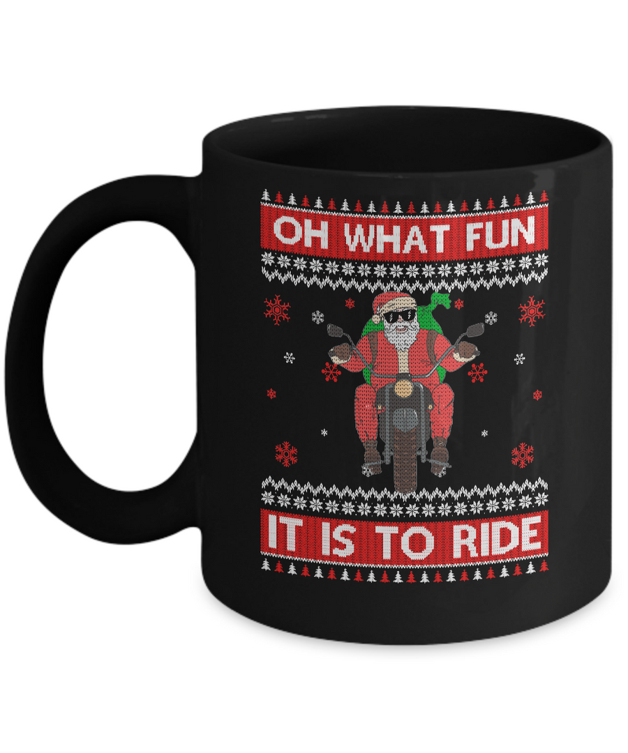 Oh What Fun It Is To Ride Motorcycle Christmas Sweater Mug-Coffee Mug-11oz Mug-Black