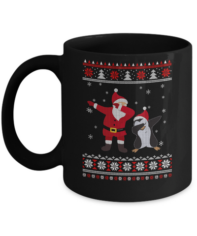 Dabbing Santa Penguin Dab Dance Ugly Christmas Sweater Mug-Coffee Mug-11oz Mug-Black