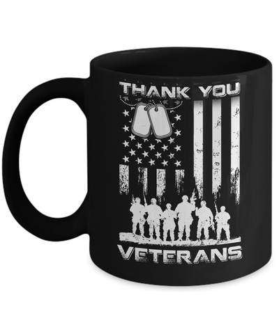 Veteran Thank You Veterans American Flag Mug-Coffee Mug-11oz Mug-Black