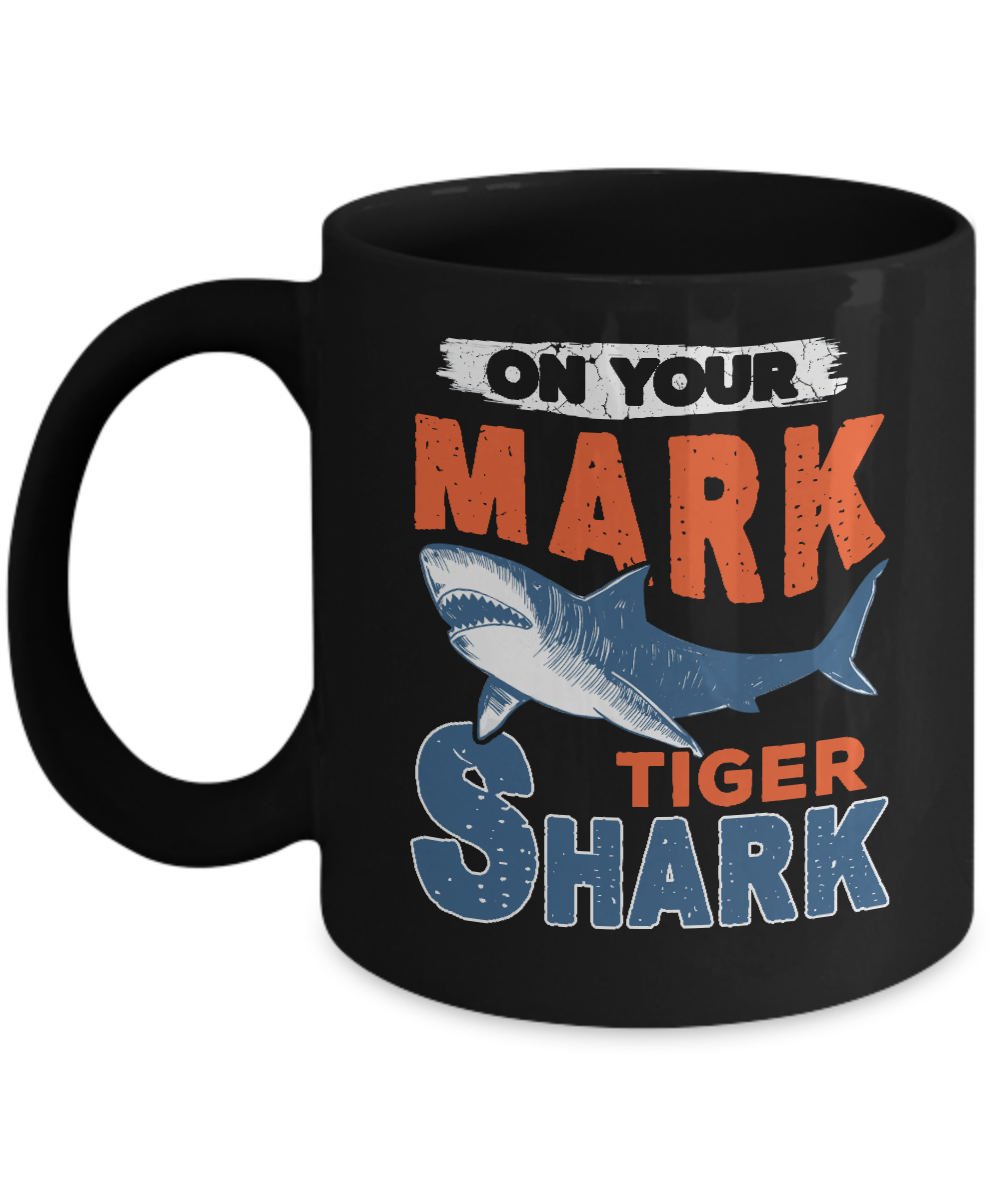 On Your Mark Tiger Shark Distressed Mug-Coffee Mug-11oz Mug-Black