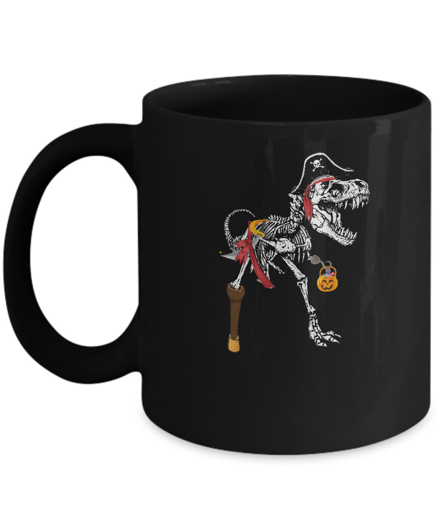 Dinosaurs T-Rex Skeleton Pirate Halloween Saurus For Kids Mug-Coffee Mug-11oz Mug-Black