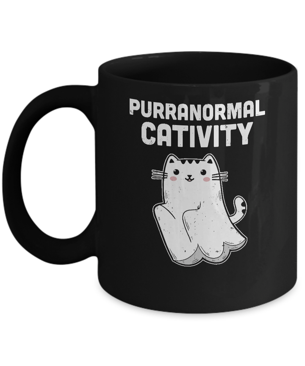 Halloween Funny Purranormal Cativity Ghost Cat Lovers Gifts Mug-Coffee Mug-11oz Mug-Black