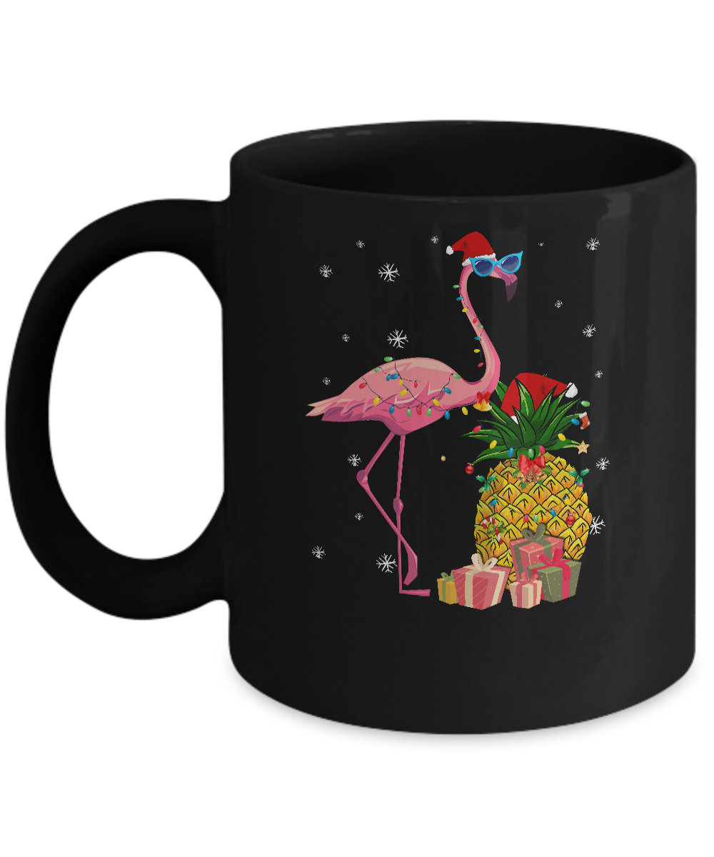 Santa Flamingo Hawaiian Pineapple Christmas Gifts Mug