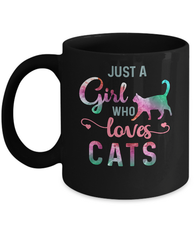 Just A Girl Who Loves Cats Cat Lover Mug-Coffee Mug-11oz Mug-Black